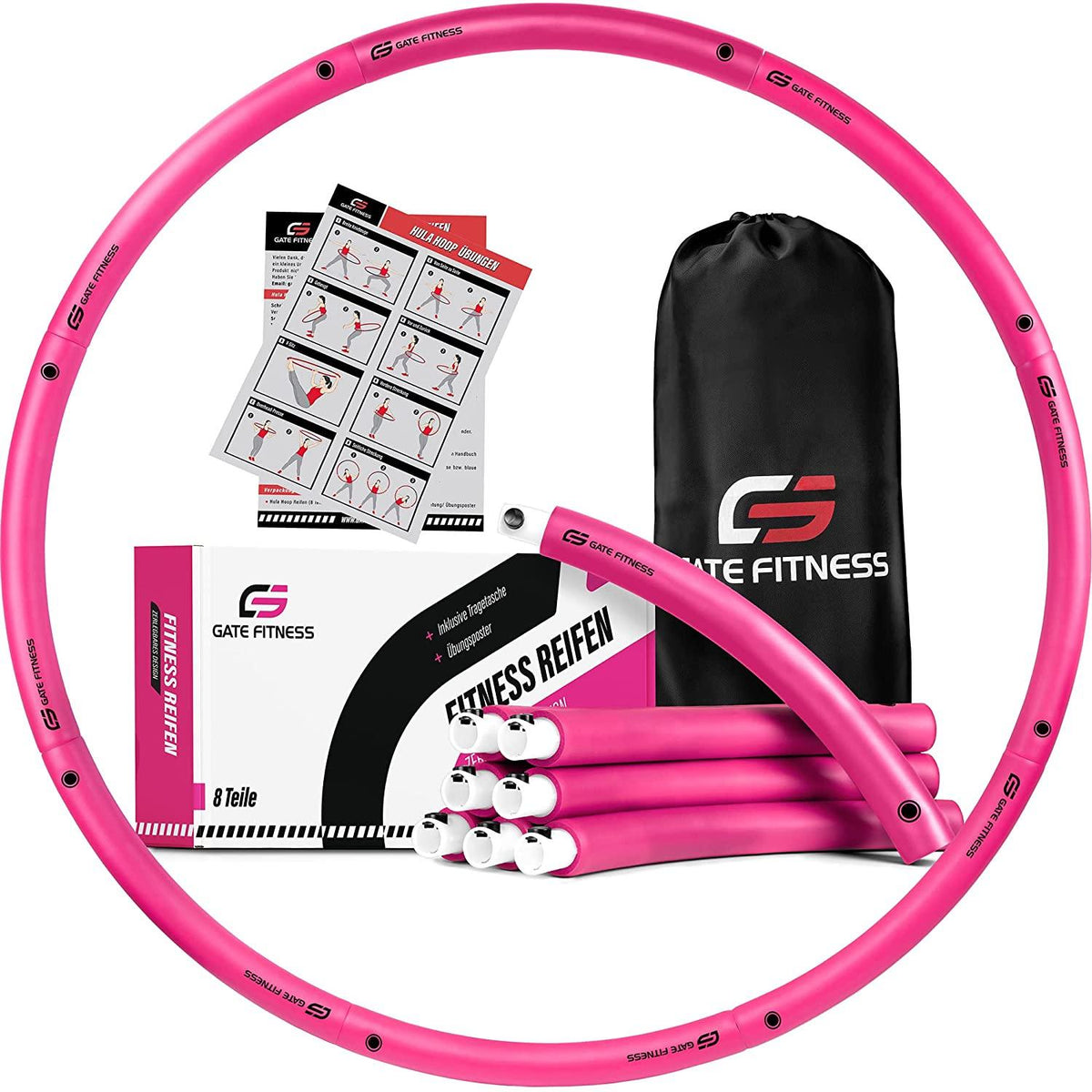 KAMASPORTS Hula Hoop – 1,2 Kg, 6-teilig, Stabiler Verschluss, Inkl. Tragetasche & Geschenkbox – Für Fitness, Bauchtraining Und Anfänger KAMASPORTS Hula Hoop – 1,2 Kg, 6-teilig, Stabiler Verschluss, Inkl. Tragetasche & Geschenkbox – Für Fitness, Bauchtraining Und Anfänger